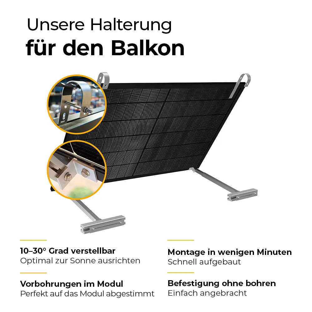 Balkonkraftwerk Halterung für den Balkon - Set für ein Solarmodul - Image 8