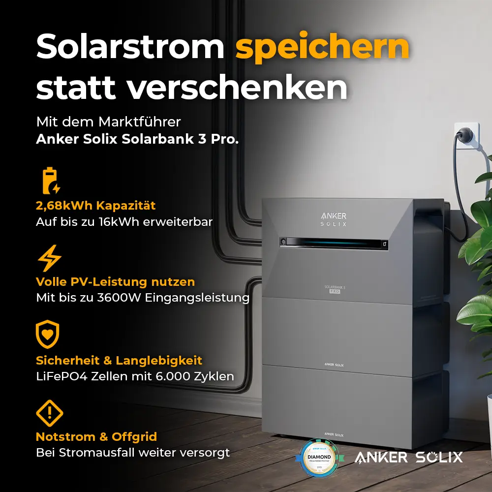Solarkraftwerk 2500W mit Speicher Anker SOLIX 3 Pro - Set - Image 4