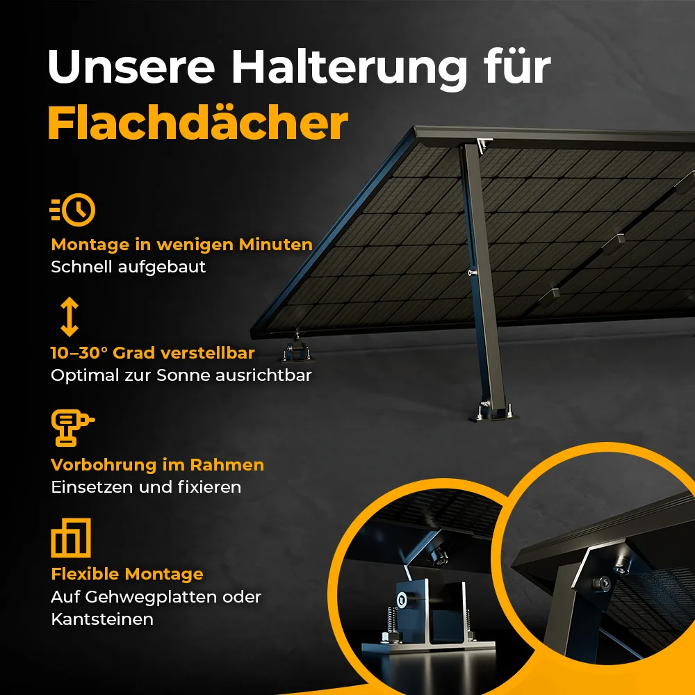 Balkonkraftwerk 1000W/800W - Komplettset Flachdach/Boden - Image 5